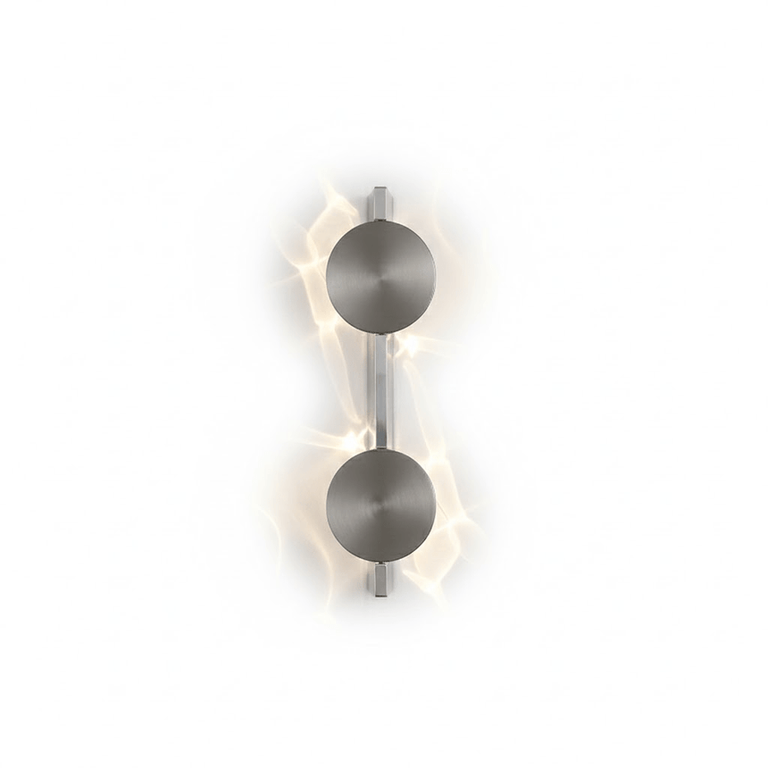 The two disc light with nickel discs on a white background