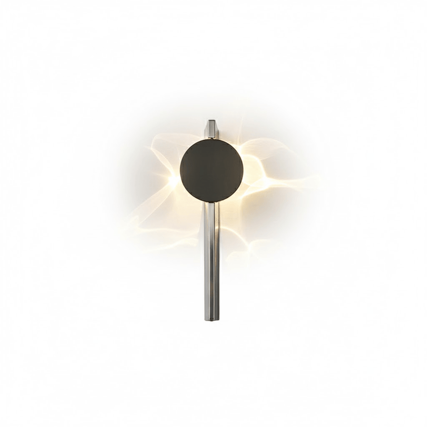 The single disc light lit on a white background