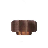Wicker hanging lamp in the brown finish on a plain background