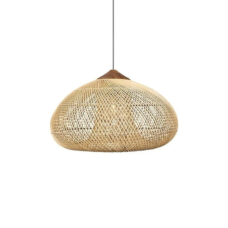 Natural wicker deep dome shade photographed against white