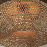 Close view of the open wicker lattice against the light
