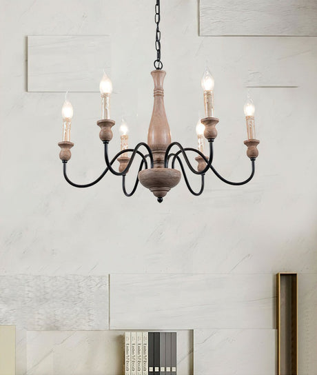 Rustic chandelier in wood
