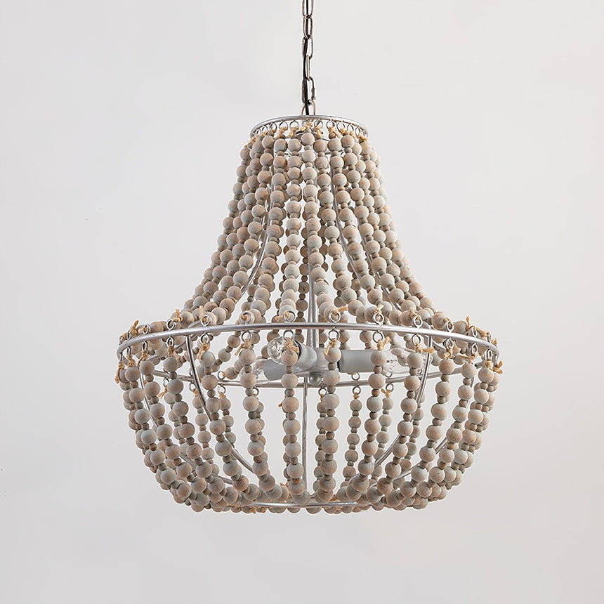 The bead strands lit from inside against a plain pale background
