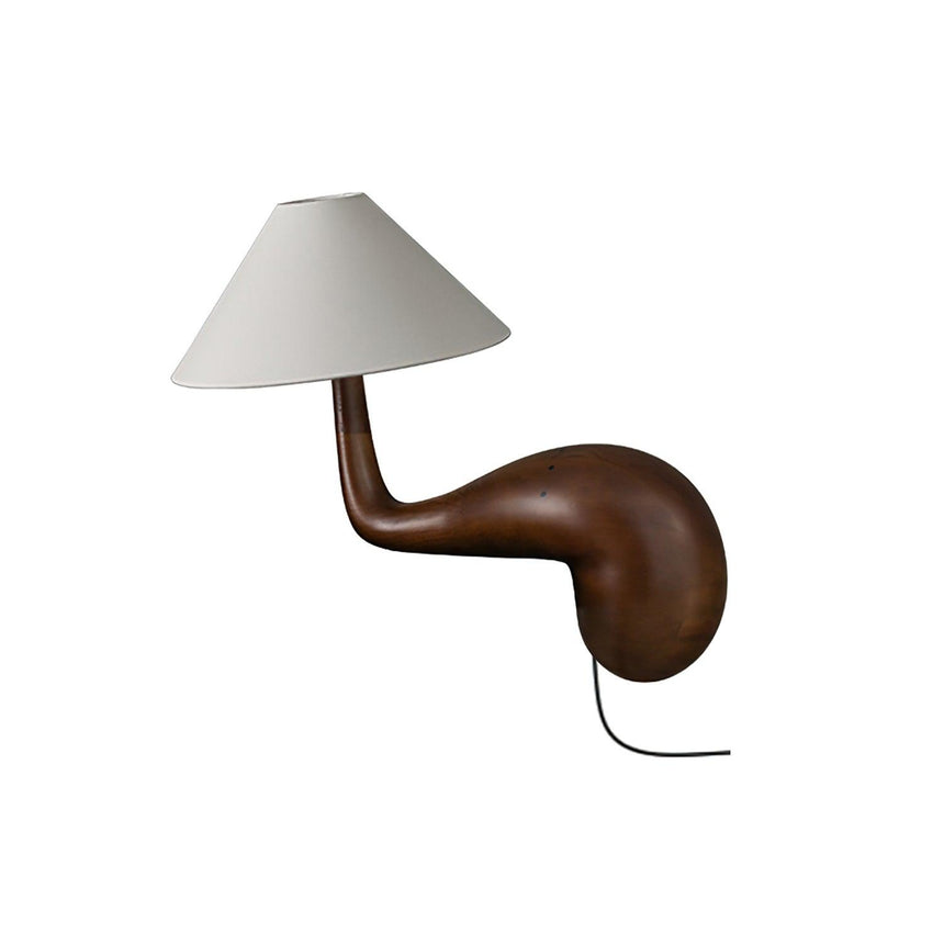Wood desk lamp in walnut seen from the front, plain ground