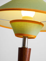 Close view of the two lit tiers and the contrast trim of the shade