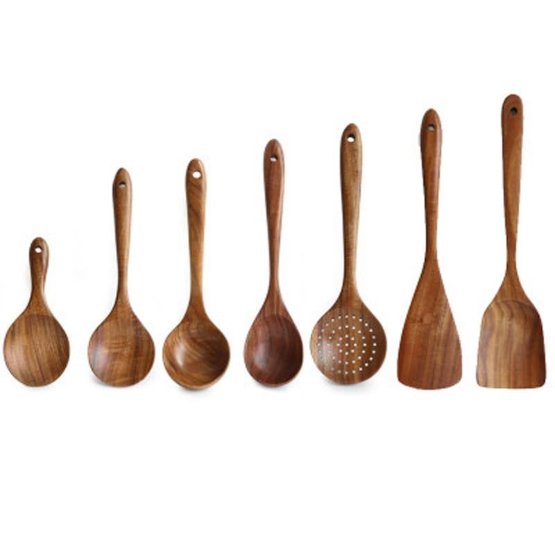 Teak Serving Spoon Set For Plating And Serving Meals - OpalDwell