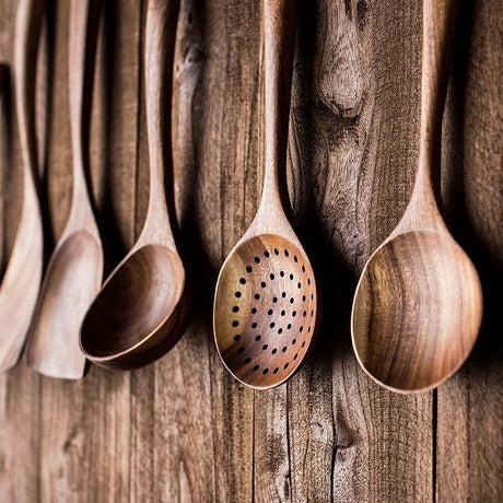 Hearthwood 7-Piece Teak Utensil Set With Natural Finish - OpalDwell